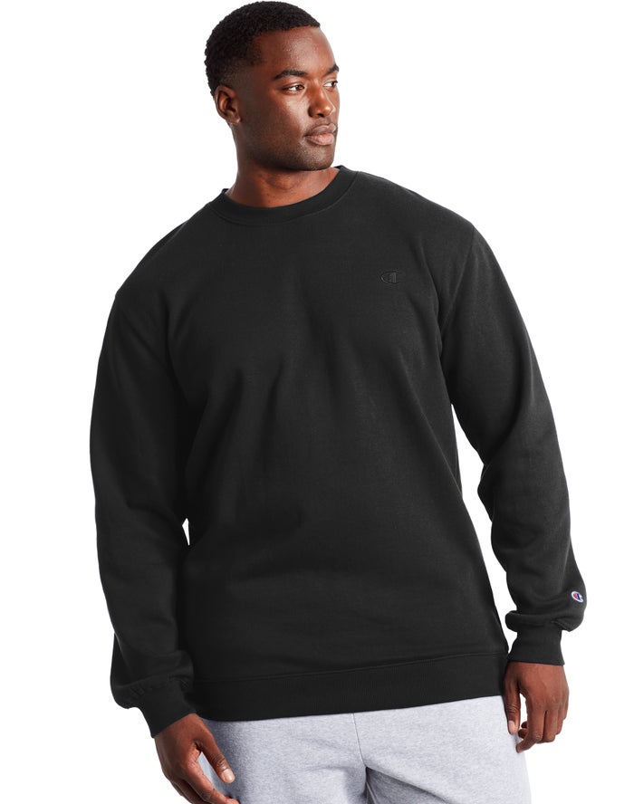 Champion Mens Sweatshirt NZ - Big & Tall Fleece Black ( 9215-NDBUI )